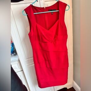 White House Black Market Red Ruched Bodycon Dress Size 12
